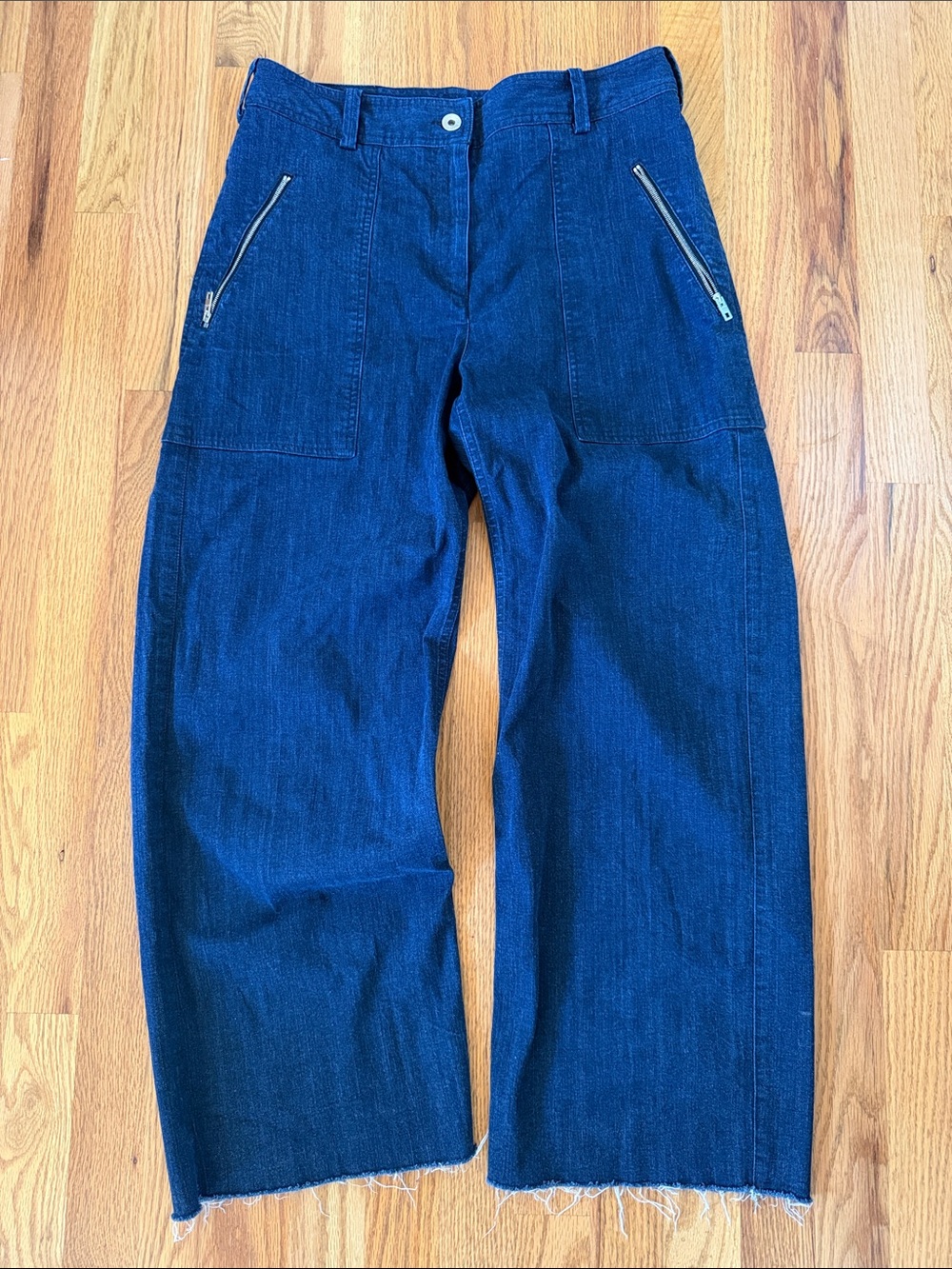 Rag & Bone New York Wide Leg Dark Blue Women's Jeans with Zip Pocket Detail 4